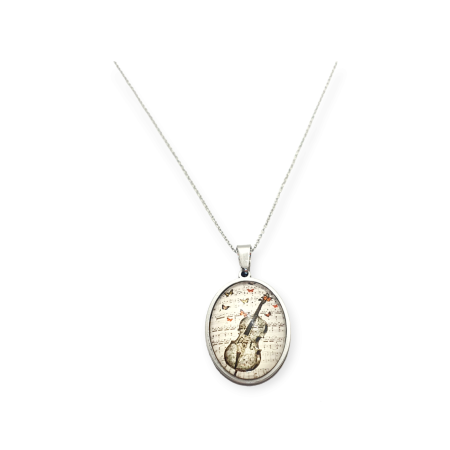 necklace steel silver violin12